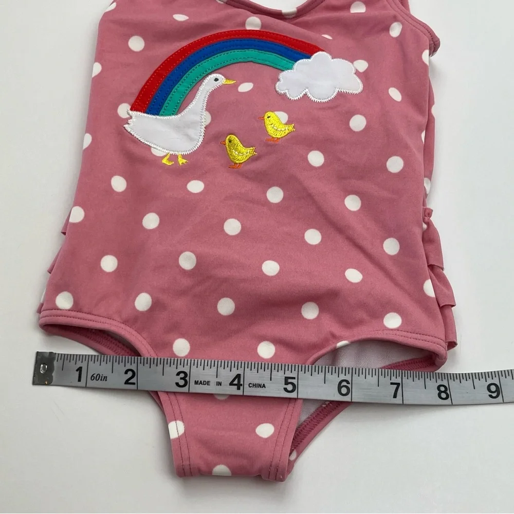 Baby Boden Duck Rainbow Polkadot‎ One Piece Swimsuit Ruffles 3 - 6 Months NEW